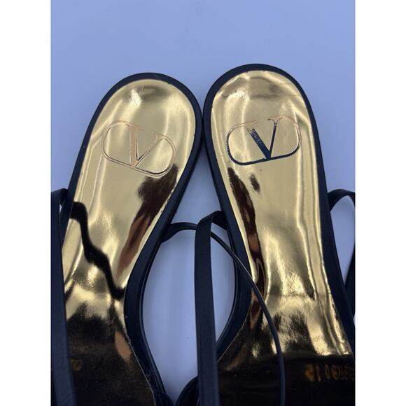 Valentino One Stud Leather Gladiator Sandals Black Leather Size 35 5 Rockstud - Picture 11 of 15